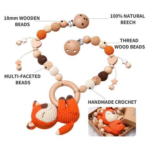 Wooden Crochet Pendant Teether
