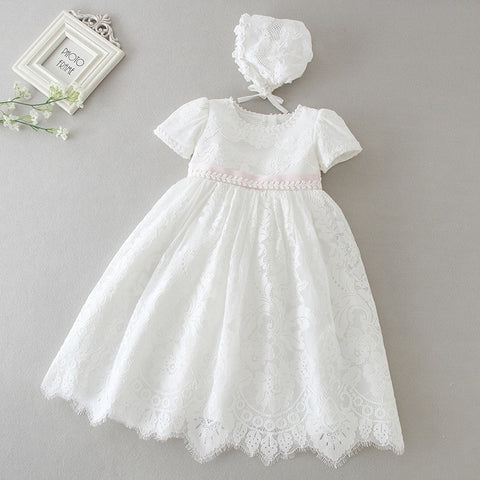 Lace Baptismal Gown with Cap