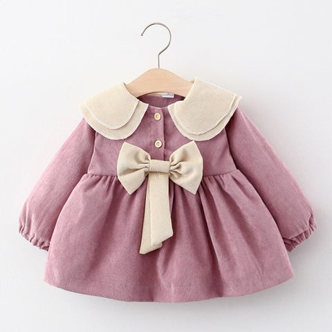 Corduroy Bow Party Dress