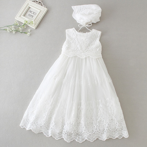 Lace Baptismal Gown with Cap