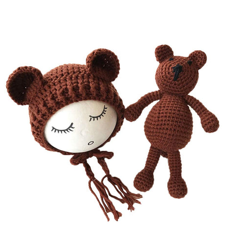 Wool Winter Beanie and Teddy Bear Crochet