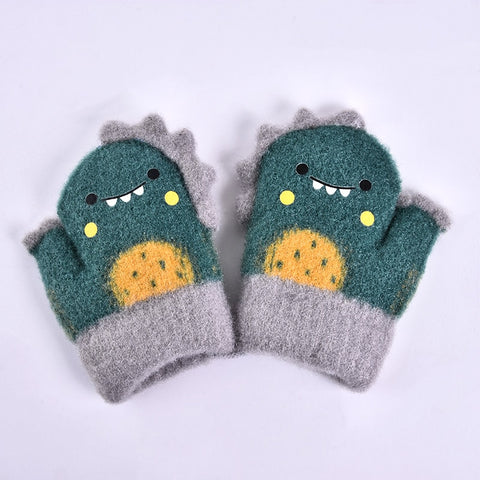 Dinosaur Knitted Mittens
