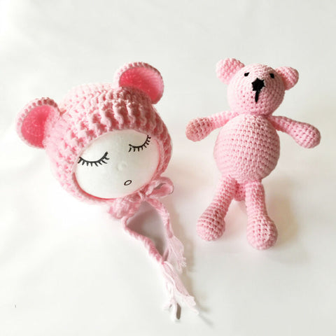 Wool Winter Beanie and Teddy Bear Crochet
