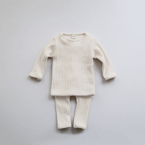 Neutral Ribbed Pajama Set