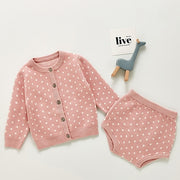 Knitted Cardigan and Rompers Set