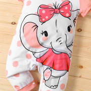 Elephant Print Short-sleeve Jumpsuit