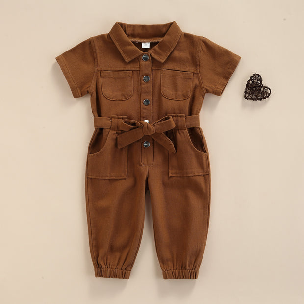 Short Sleeve Lapel Jumpsuit