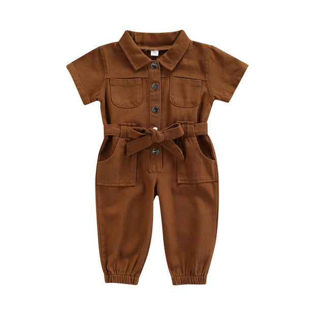 Short Sleeve Lapel Jumpsuit