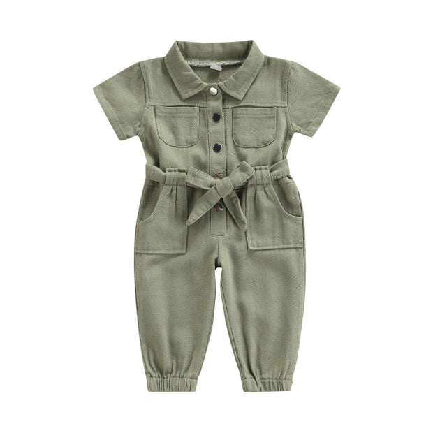 Short Sleeve Lapel Jumpsuit